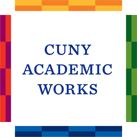 CUNY Academic Works square logo with colorful bars on each side of the square